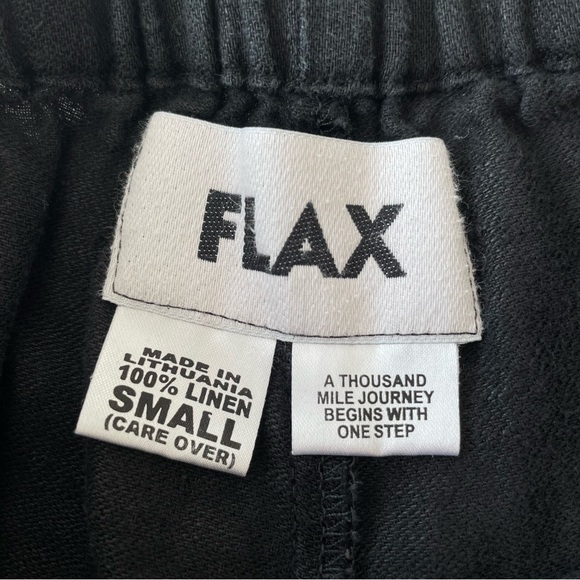 Flax Linen Pants Size S Ruffled Bloomers Capris Black Lagenlook Cottagecore - Picture 9 of 13